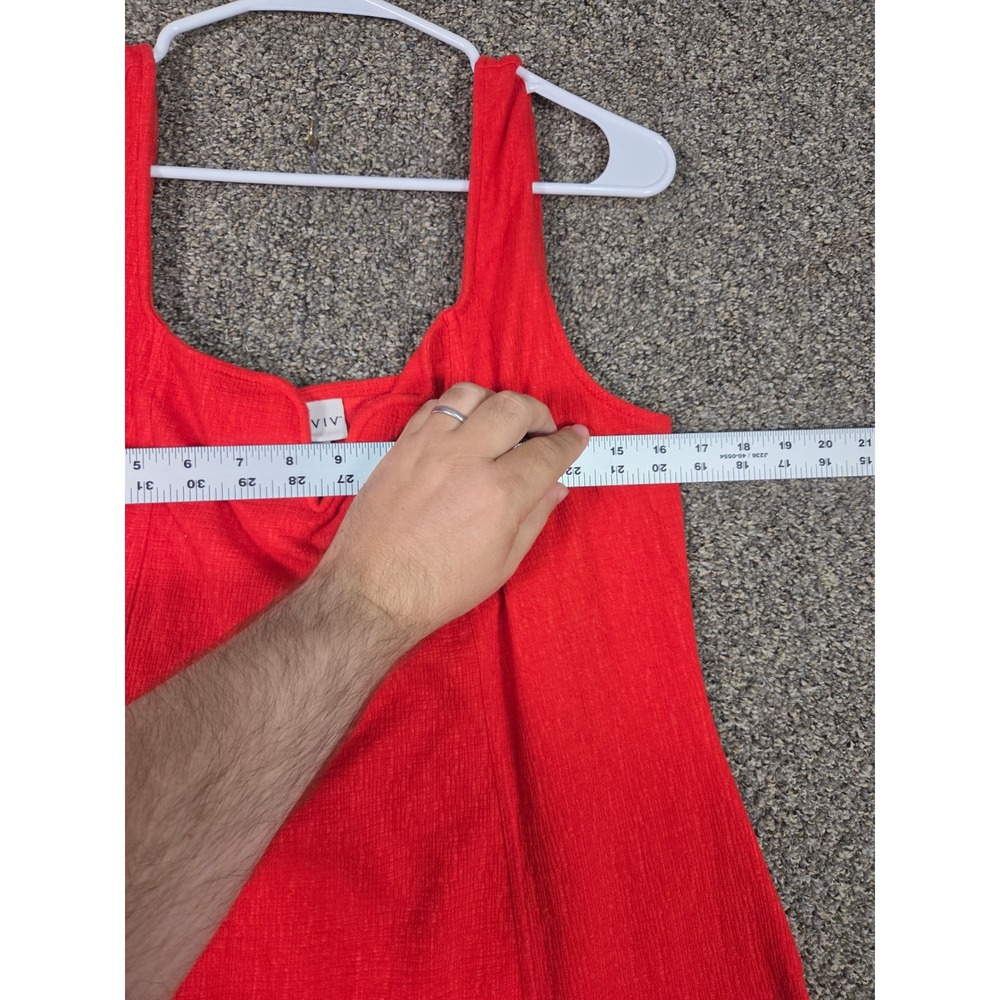 Ava & Viv Blouse Tank Women 1X Red Notched Square Neck Textured Sleeveless Top - Picture 6 of 8